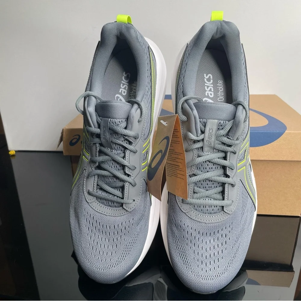 ASICS Gel-Contend 9 Men 11.5 Steel Grey Saftey Yellow Running Athletic Shoes NEW - Picture 6 of 9